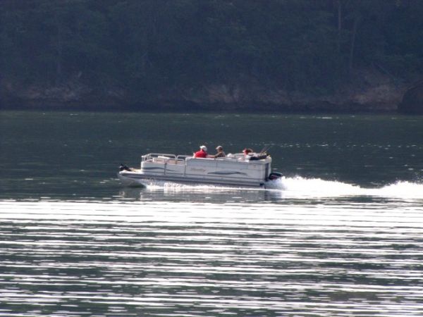 Pontoon boating on Lake Hickory